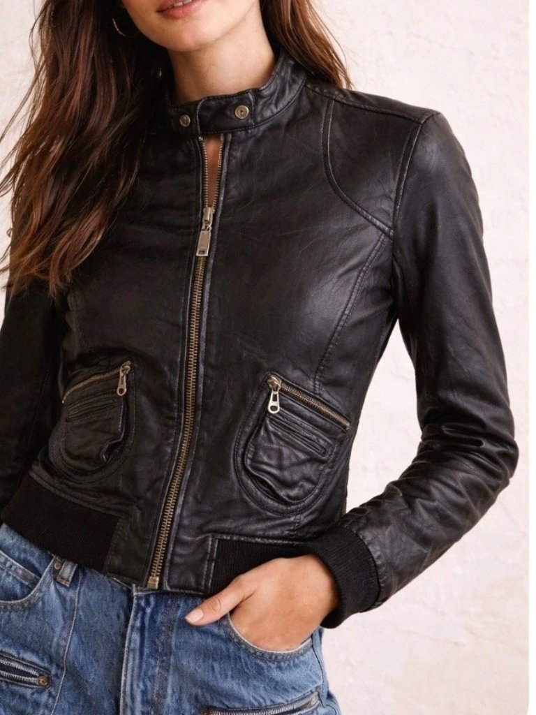 Doma Genuine Leather Moto Zip Jacket Size S